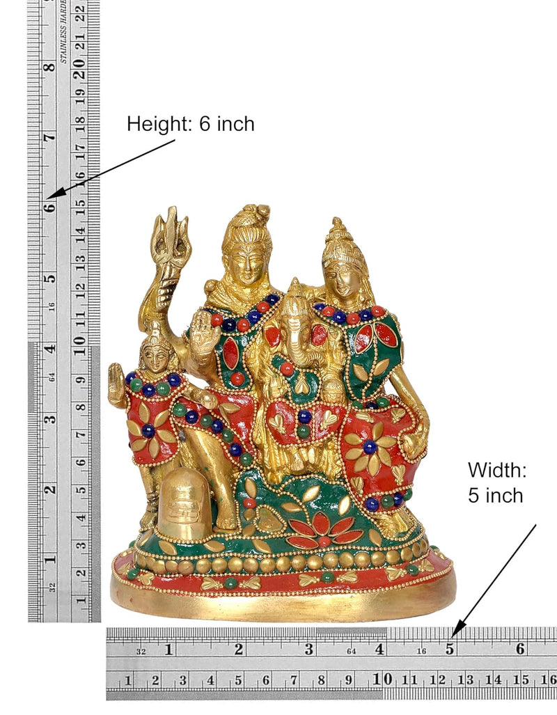 Brass Shiv Parivar Shiva Family Idol Family for Home Decor Mandir Pooja Showpiece (Height 6 Inch)