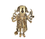 Brass Panchmukhi Hanuman idol, ten-armed, 4 in (back view with raised emblem)