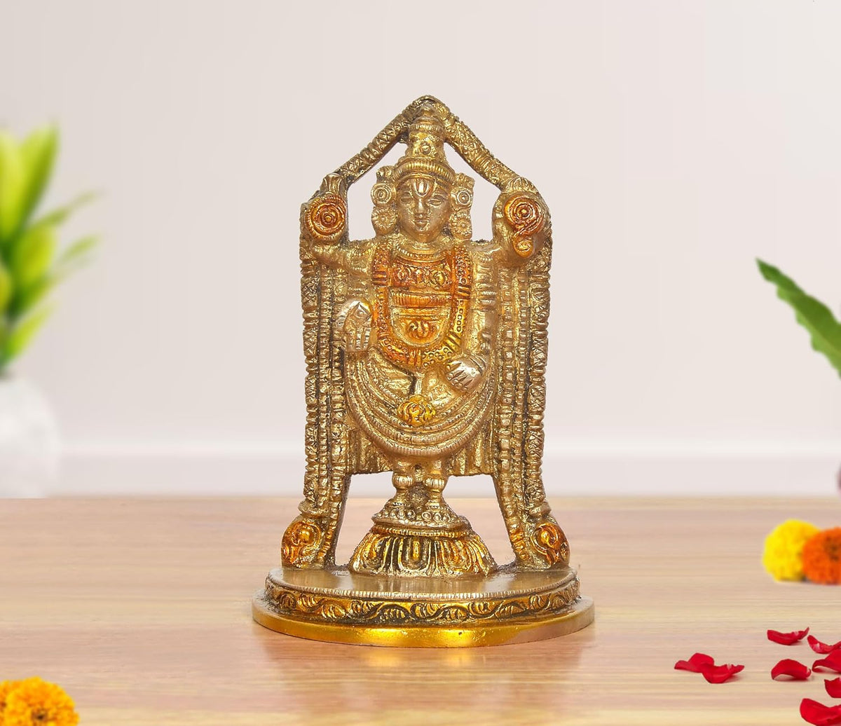 Brass Lord Tirupati Bala Ji Idol (Height :4 inch) (Color 2)