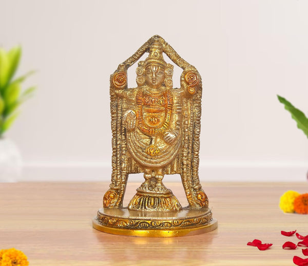 Brass Lord Tirupati Bala Ji Idol (Height :4 inch) (Color 2) Mandir Setting