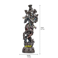 Resin Krishna Murli Manohar statue with size details: 30 in height, 10 in width