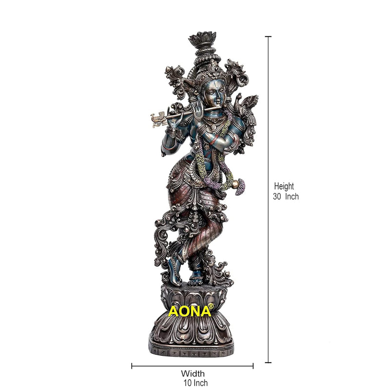 Lord Murli Manohar Krishna Krishan Bonded Bronze Statue Murti Gift & Home Decor Big Size Height 30 Inches