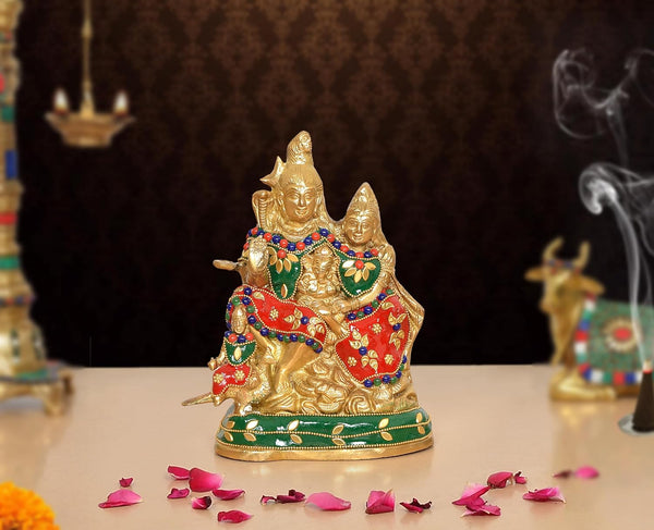 Brass Shiv Parivar Murti (Height 7.5 Inch)
