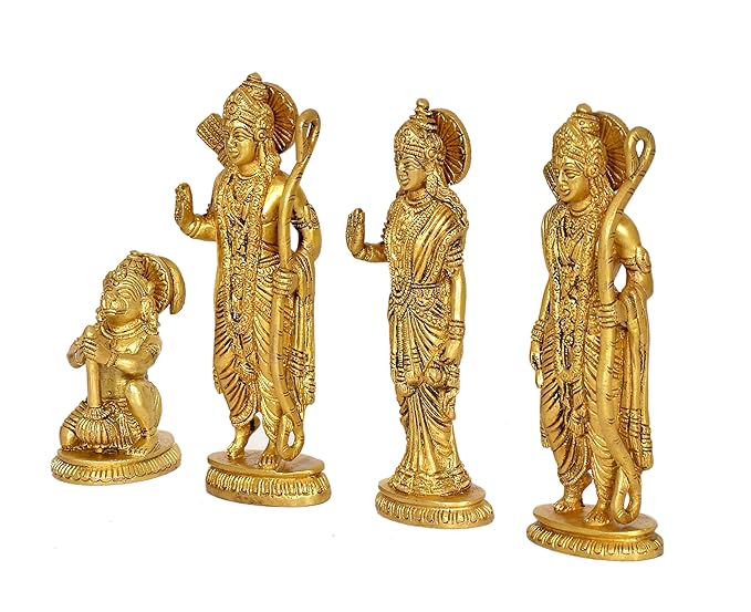 Brass Ram Darabar Statue Idol for Home Decor Temple | Diwali | Height : 6.5 Inches | Pack of 4