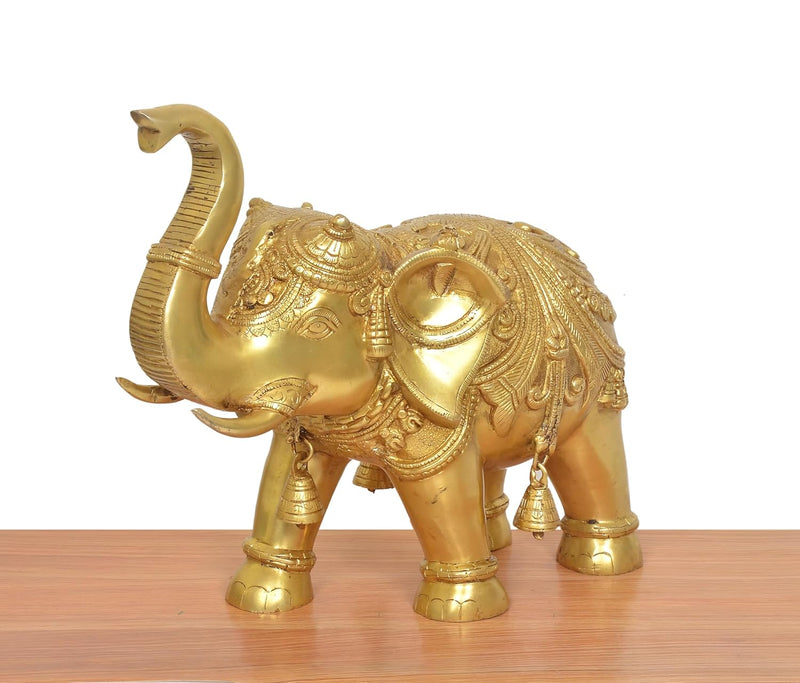 Brass Elephant Figurine (Height 13 Inch)