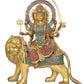 Brass Durga Maa with Lion Idol Hindu Goddess Sherawali MATA Murti MATA Rani Statue Figurine Home Temple (Height: 22 Inch)