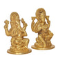 God Ganesha Lakshmi Idol Brass Statue Sitting On Lotus| Lakshmi Ganesh Murti (Height 4 Inch)