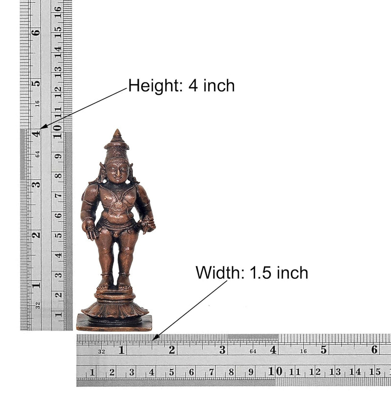 Copper Lord Vitthal Statue - Sacred Vithoba Idol for Home Temple and Spiritual Decor (Height : 4 inch)