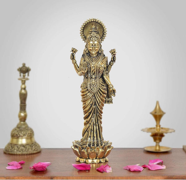 Superfine Brass Lakshmi Standing Idol (Height: 7 Inch)