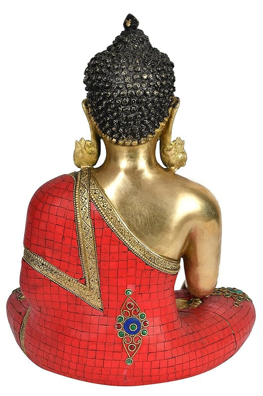 Decorative Lord Buddha Idol Meditating Pose - (Brass, Height 16")