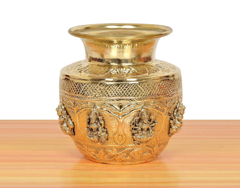 Brass Ashtalakshmi Kalash – Traditional Laxmi Lota for Pooja, Diwali & Karwa Chauth (Height : 5 Inches)