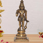 Brass Standing Blessing Hanuman Idol - Hindu Deity Statue for Home Temple Office Decor (Height: 12 Inch)