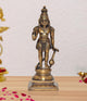 Brass Standing Blessing Hanuman Idol - Hindu Deity Statue for Home Temple Office Decor (Height: 12 Inch)