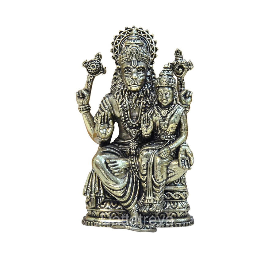 Superfine Brass Lakshmi Narasimha Statue for Home Temple Office Mandir, Pooja Showpiece (Height: 4 Inch) Craft Detail
