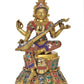 Brass Saraswati Seated on Lotus - Handcrafted Hindu Goddess Saraswati Idol for Home Decor and Pooja (Height 14 Inch)