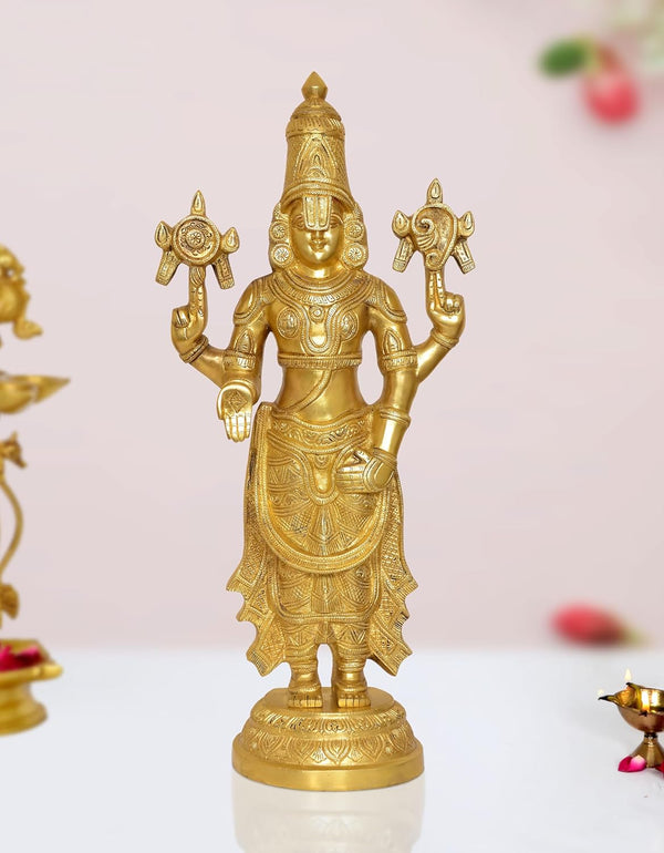 Brass Lord Tirupati Bala Ji Idol Statue for Home Temple Office Decor Figurine Showpiece (Height 24 Inch) Mandir Setting