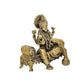 Brass Lakshmi Idol Laxmi Goddess Lakshmi Sitting Statue in Blessing Position for The Puja Temple at Home in Brass (Height: 4 Inch)