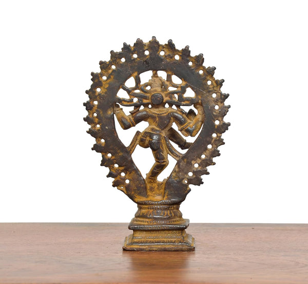 Copper Natraja Dancing Shiva Idol (Height: 4.5 Inch) Study Setting