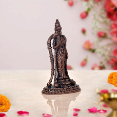 Copper Madurai Meenakshi idol, 3-inch, side view showing robe and crown details