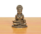 Maa Annapurna Devi figurine in bronze, seated meditating posture, ornate crown details