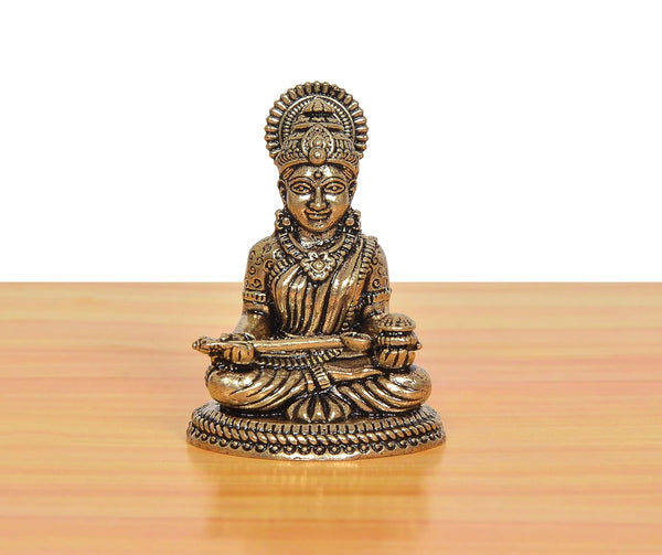 Superfine Brass Maa Annapurna Devi Murti (Height 2 Inch) Study Setting