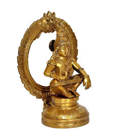 Brass Ayyappan Swamy Statue | Traditional Hindu Deity Sculpture Representing Dharma for Home Decor & Puja Altar (Height: 5.5 Inches)