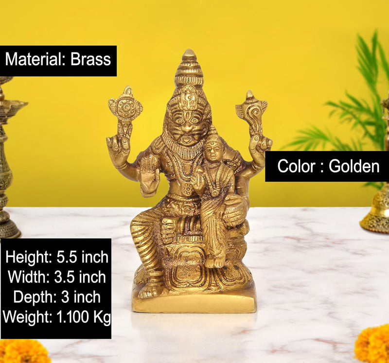 Brass Lakshmi-Narasimha Idol (Height 5.5 Inch)