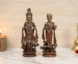 Resin Swami Narayan & Akshar Murti figurines, front view, ornate crown and robes