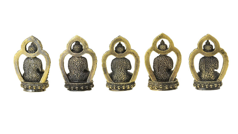 Brass Buddha (5 Mudra) Idols (Height: 13.5 cm) Pack of 5