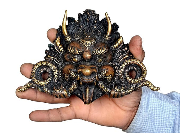 Brass Cheepu Mask For Home Decor | Wall Hanging | Height : 5 Inches Study Setting