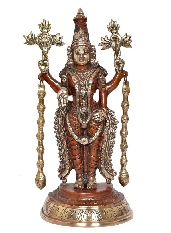 Brass Lord Tirupati Bala Ji Idol Statue for Home Temple Office Decor Figurine Statue Showpiece (Height 16 Inch)