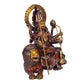 Brass Ashtabhuja Simhavahini Durga Seated On Lion Height 12.5 Inch