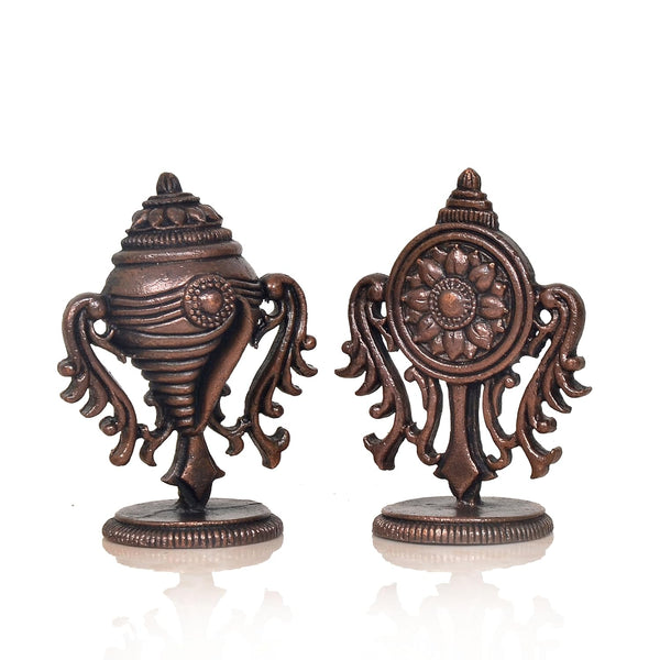 Copper god Sanghu and Chakram (Height 2 Inch) Entryway Setting