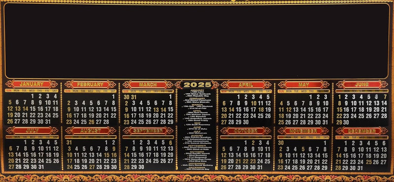 Tirupati Bala ji Gold Foil Calendar 2025 Wall Calendar Hanging (30 x 20 inch) (Black)