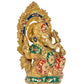 Brass Lord Ganesha Idol Statue Decorative Sculpture for Home Office Mandir Pooja Showpiece (Height 8 Inch)