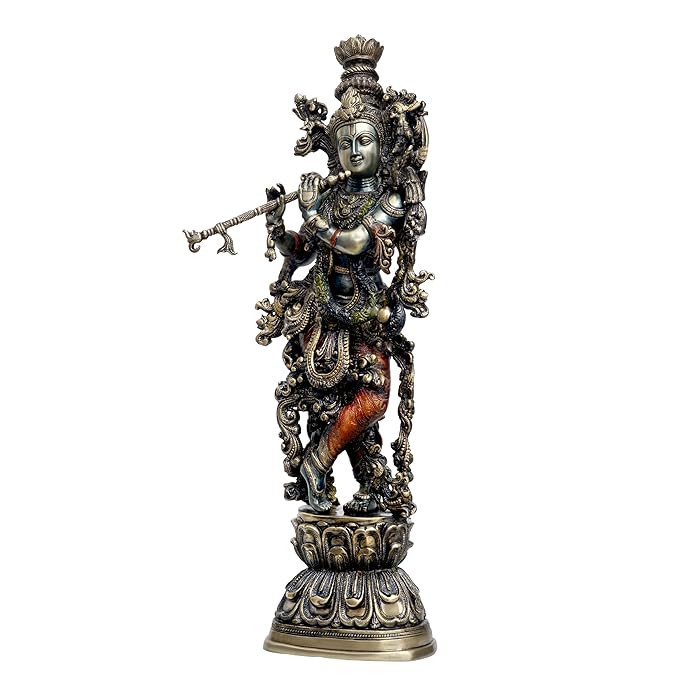 Brass Krishna Statues Idol (Height 29 Inch) Craft Detail