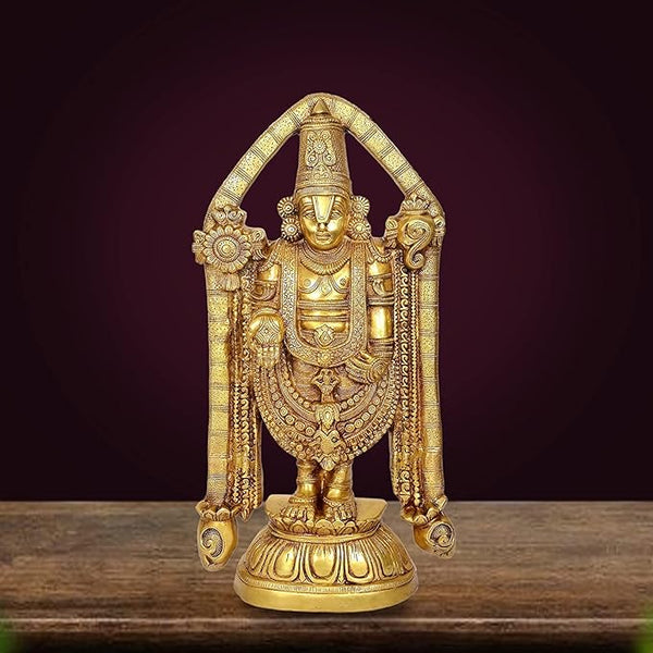 Tirupati Balaji Idol Lord Venkateswara Murti for Mandir Temple, Lord Balaji Multicolor Brass Statue for Home Decor, Blessing, Health &Wealth (Height:23 Inches)