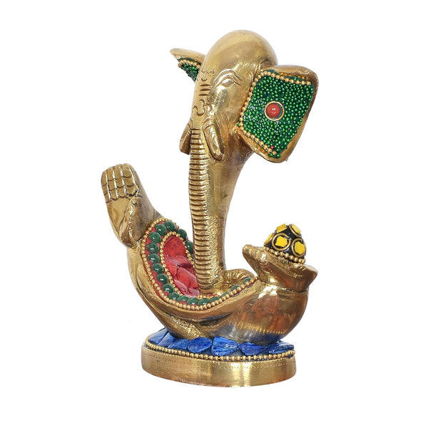 Brass Modern Ganesha Idol Ganesh Statue for Home Decor Office Entrance Temple Diwali Gift (Height : 5 inch) (Multicolor 3)