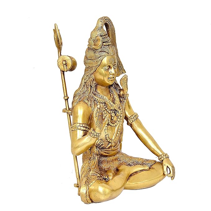 Lord Shiva God of Destroying Evil, Ignorance, and Death | Lord Shiv ji Brass Statue Blessing Pose for Home Decoration(Height:12")