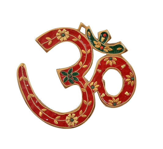 Brass OM Wall Hanging Sculpture, Vastu, Goodluck, Wall Decoration Multicolor in Brass (Height: 7 Inch)