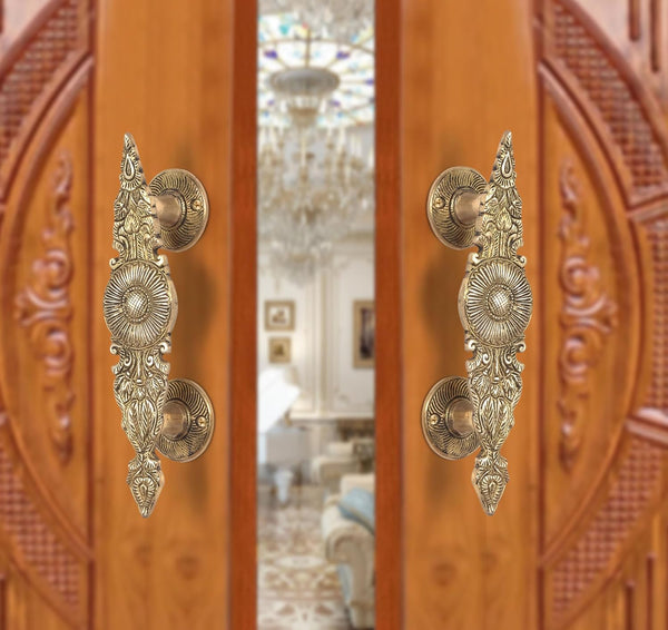 Brass Design Door Handle Pair (Pack of 2) (Height : 9 inch)