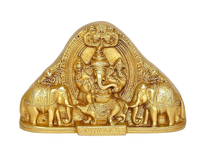 Brass Ganesha Statue Idol Statue Religious Statue Ganesha for Teble Mandir Decor Height 4.5 Inch Craft Detail