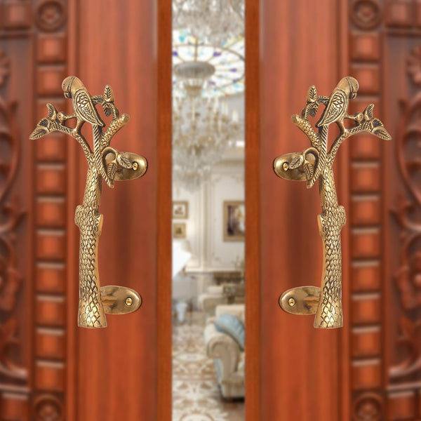 Brass Parrot Tree Shape Door Handles Pair (Pack of 2) (Height : 8 inch)