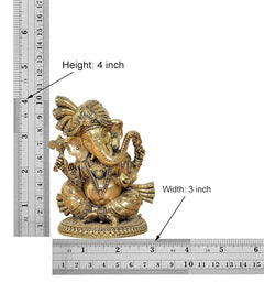 Brass Lord Ganesha idol size diagram: 4 in height, 3 in width