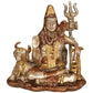 Brass Lord Shiva Seated with Nandi, Height: 5.6"