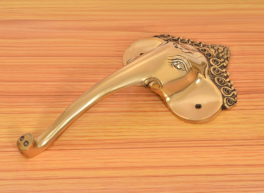 Brass Ganesha Face Door Handle (Pack of 1) (Height : 9.5 inch) Craft Detail