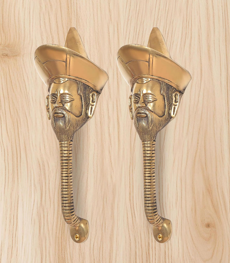 Brass Man Face Door Handle Pair (Pack of 2) (Height : 8 inch)