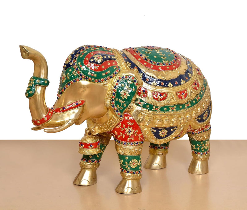 Brass Elephant Figurine (Height: 10 Inch)