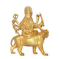 Brass Durga Maa with Lion Idol Hindu Goddess Sherawali MATA Murti MATA Rani Statue Figurine Home Temple (Height: 8 Inch) (Gold)