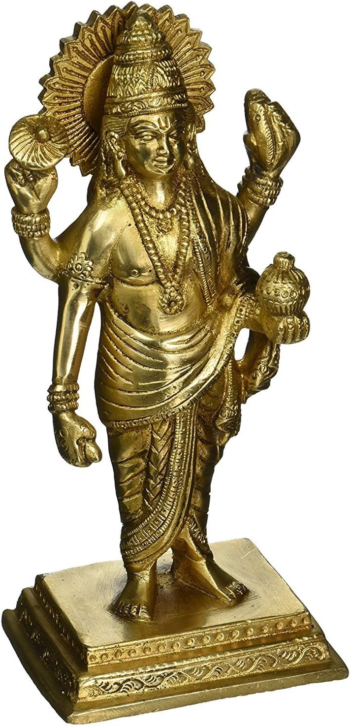 Dhanvantari The Physician of Gods Brass Statue 7 Cm